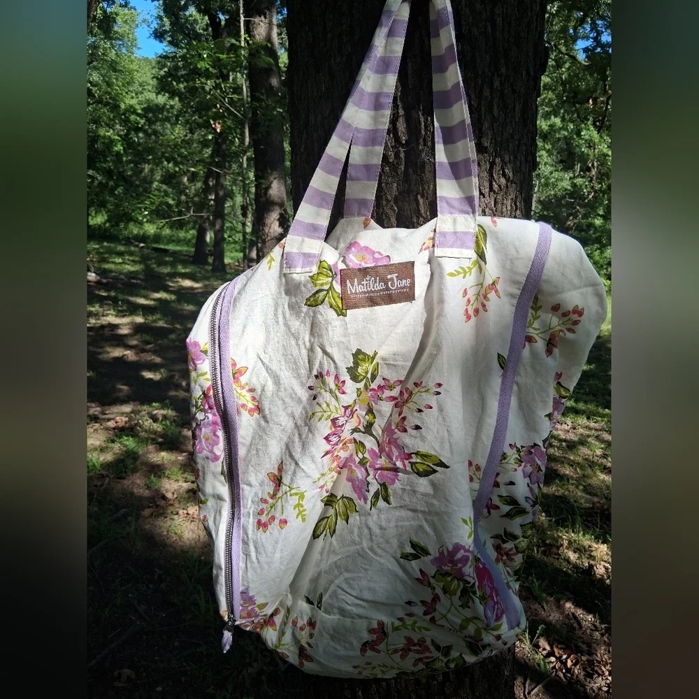 Matilda Jane Floral Tote Bag - Purple and Cream